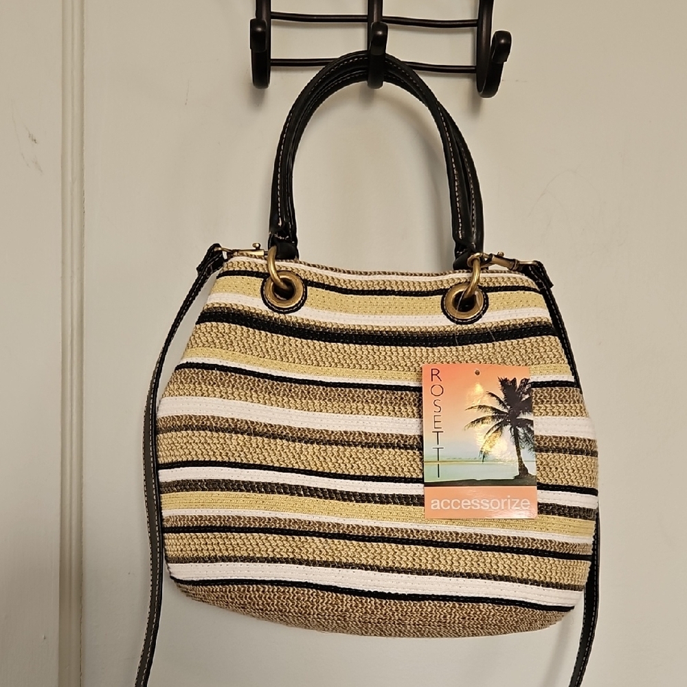 NWT Rosetti Black, Yellow and Tan Striped Bag